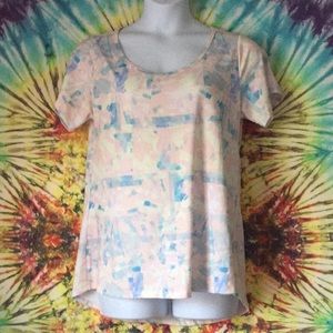 LulaRoe pink and Blue Classic Tee